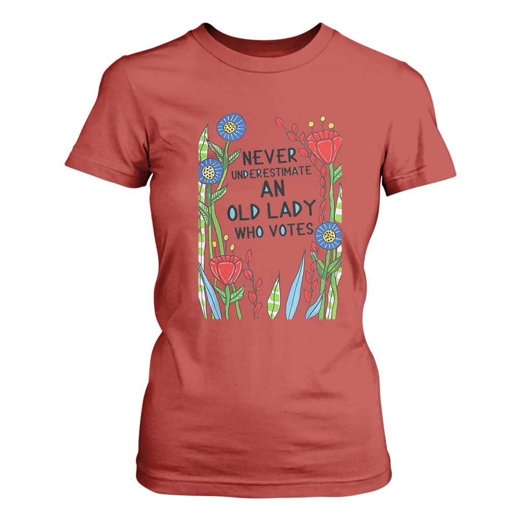 Never Underestimate an Old Lady Who Votes T Shirt For Women Feminist Gift for Women TS01 Red Print Your Wear