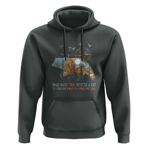 And Into the Forest I Go - Nature Lover Outdoor Adventure Hoodie Wilderness Compass & Bear Design TS01 Dark Heather Print Your Wear