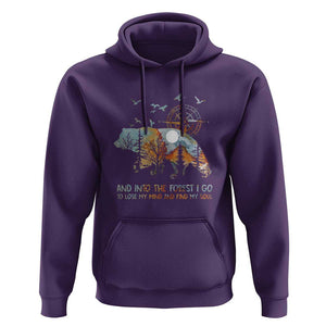 And Into the Forest I Go - Nature Lover Outdoor Adventure Hoodie Wilderness Compass & Bear Design TS01 Purple Print Your Wear
