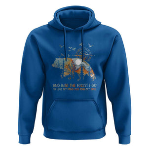 And Into the Forest I Go - Nature Lover Outdoor Adventure Hoodie Wilderness Compass & Bear Design TS01 Royal Blue Print Your Wear