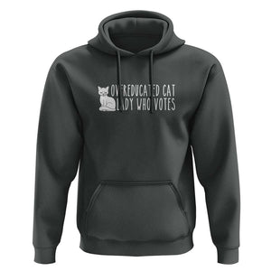 Overeducated Cat Lady Who Votes - Feminist Women's Rights Hoodie Funny Feminism TS01 Dark Heather Print Your Wear
