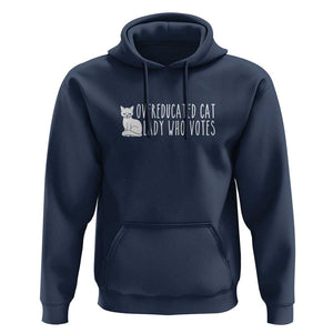 Overeducated Cat Lady Who Votes - Feminist Women's Rights Hoodie Funny Feminism TS01 Navy Print Your Wear