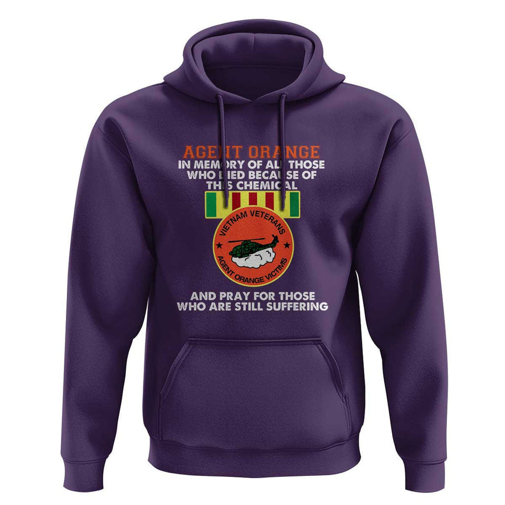 Agent Orange Awareness Hoodie Agent Orange Remember Our Sacrifice - Patriotic Veterans Day Gift for U.S. Veteran Dad or Grandpa TS01 Purple Print Your Wear