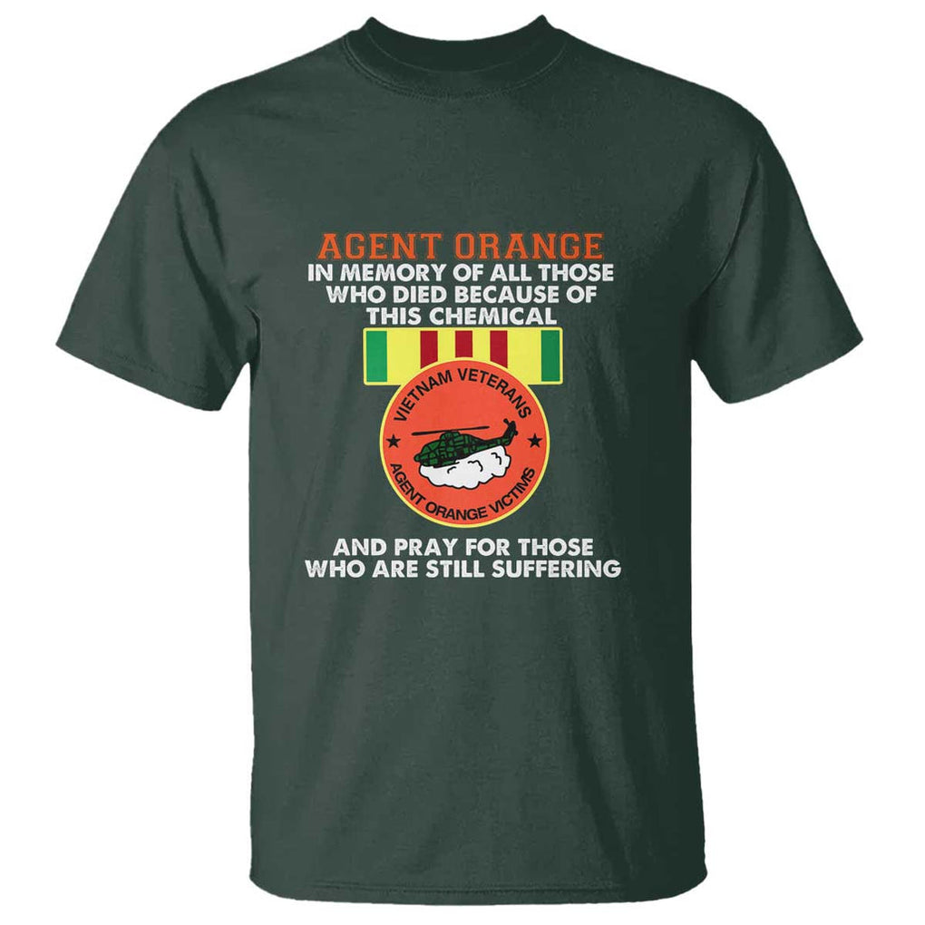 Agent Orange Awareness T Shirt Agent Orange Remember Our Sacrifice - Patriotic Veterans Day Gift for U.S. Veteran Dad or Grandpa TS01 Dark Forest Green Print Your Wear