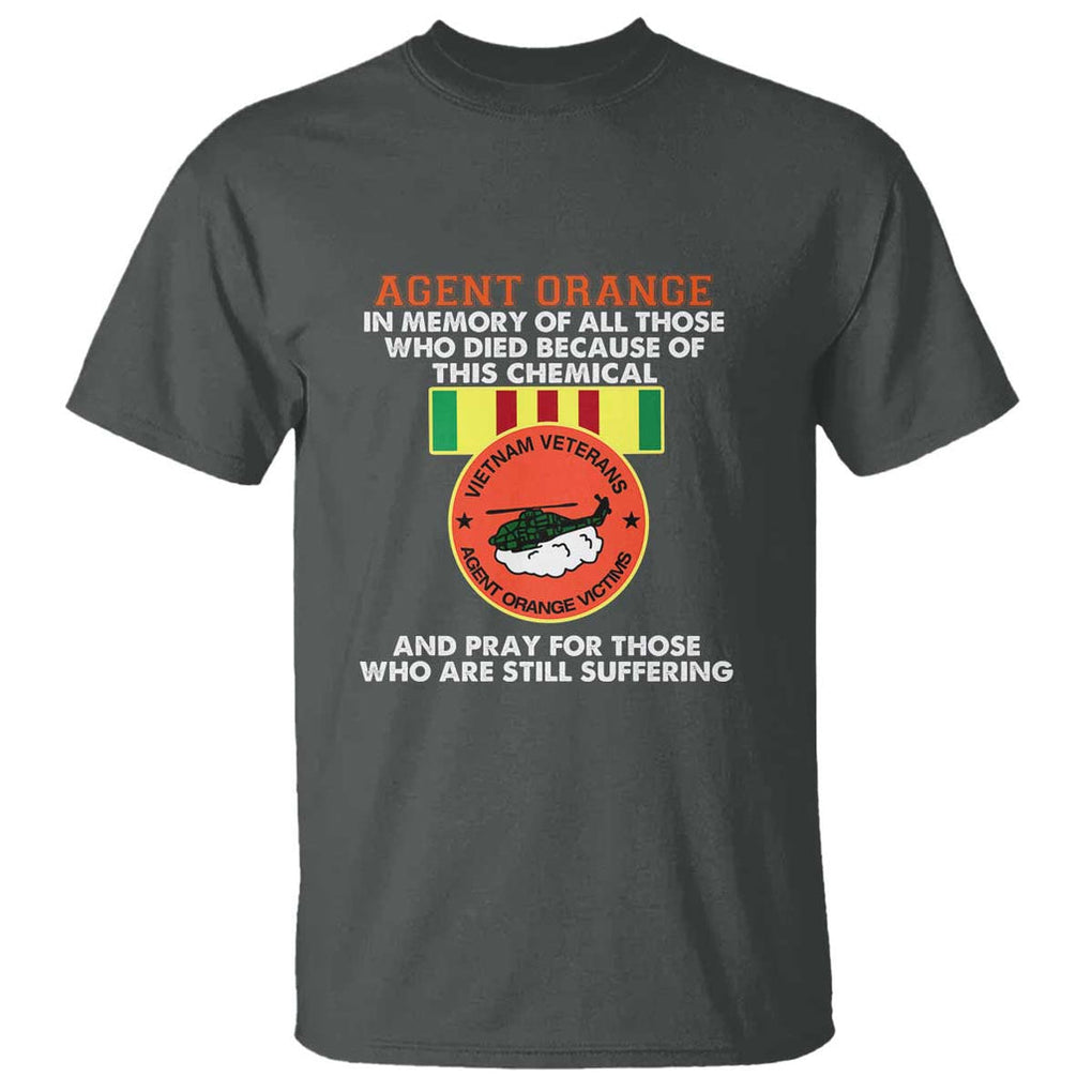 Agent Orange Awareness T Shirt Agent Orange Remember Our Sacrifice - Patriotic Veterans Day Gift for U.S. Veteran Dad or Grandpa TS01 Dark Heather Print Your Wear