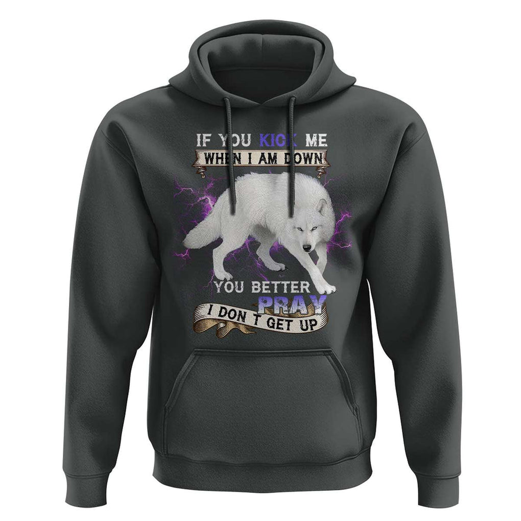 If You Kick Me When I'm Down, You Better Hope I Dont Get Up Hoodie Wolf Spirit & Resilience TS01 Dark Heather Print Your Wear