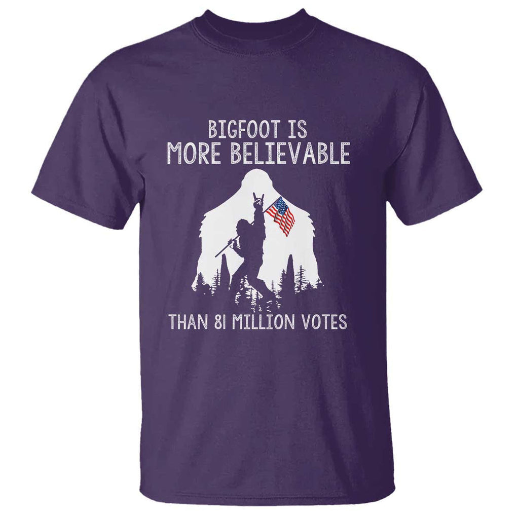 Bigfoot Is More Believable Than 81 Million Votes T Shirt Patriotic Design TS01 Purple Print Your Wear