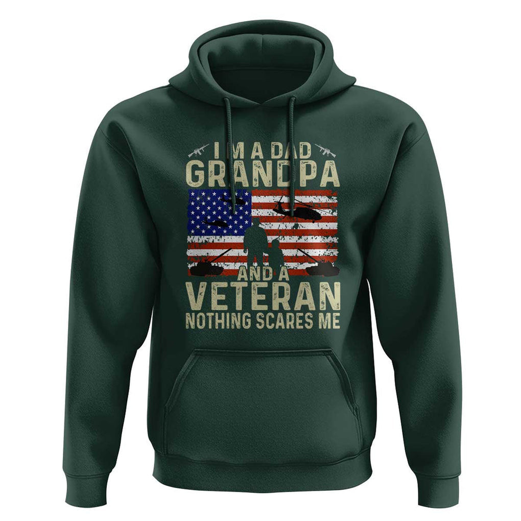 I'm a Dad, Grandpa, and Veteran - Vintage Patriotic Veterans Day Hoodie TS01 Dark Forest Green Print Your Wear