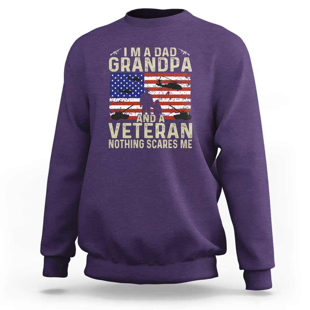 I'm a Dad, Grandpa, and Veteran - Vintage Patriotic Veterans Day Sweatshirt TS01 Purple Print Your Wear