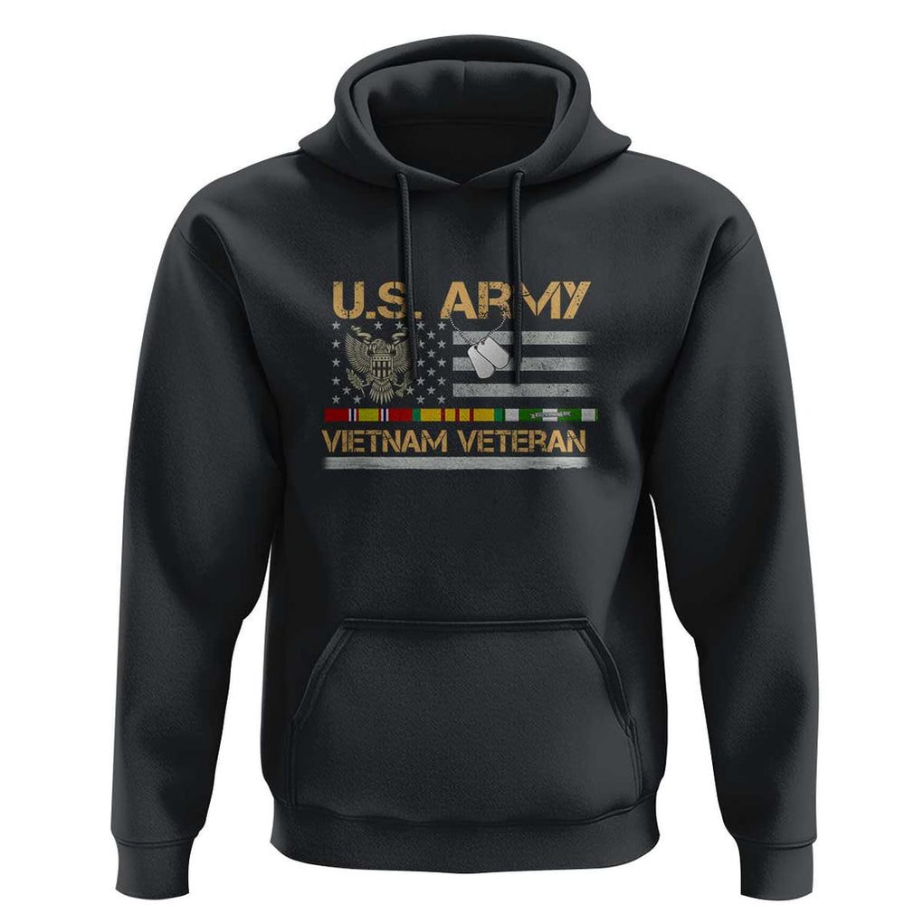 US Army Vietnam Veteran - Patriotic USA Flag Military Hoodie Vietnam War Veteran Tribute TS01 Black Print Your Wear