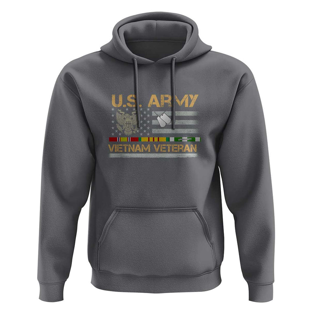 US Army Vietnam Veteran - Patriotic USA Flag Military Hoodie Vietnam War Veteran Tribute TS01 Charcoal Print Your Wear