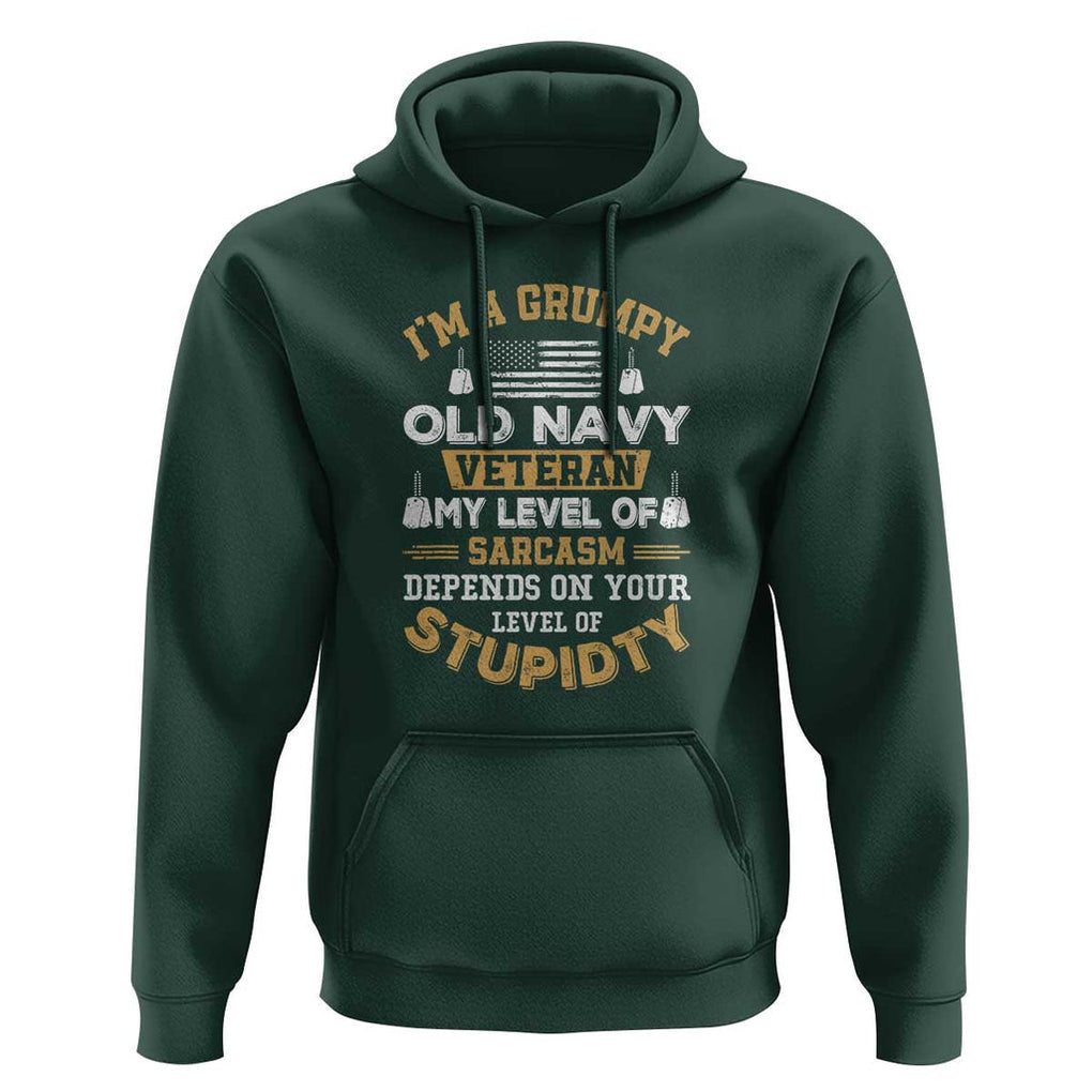 Grumpy Old Veteran Hoodie Funny Patriotic Military USA Veteran TS01 Dark Forest Green Print Your Wear