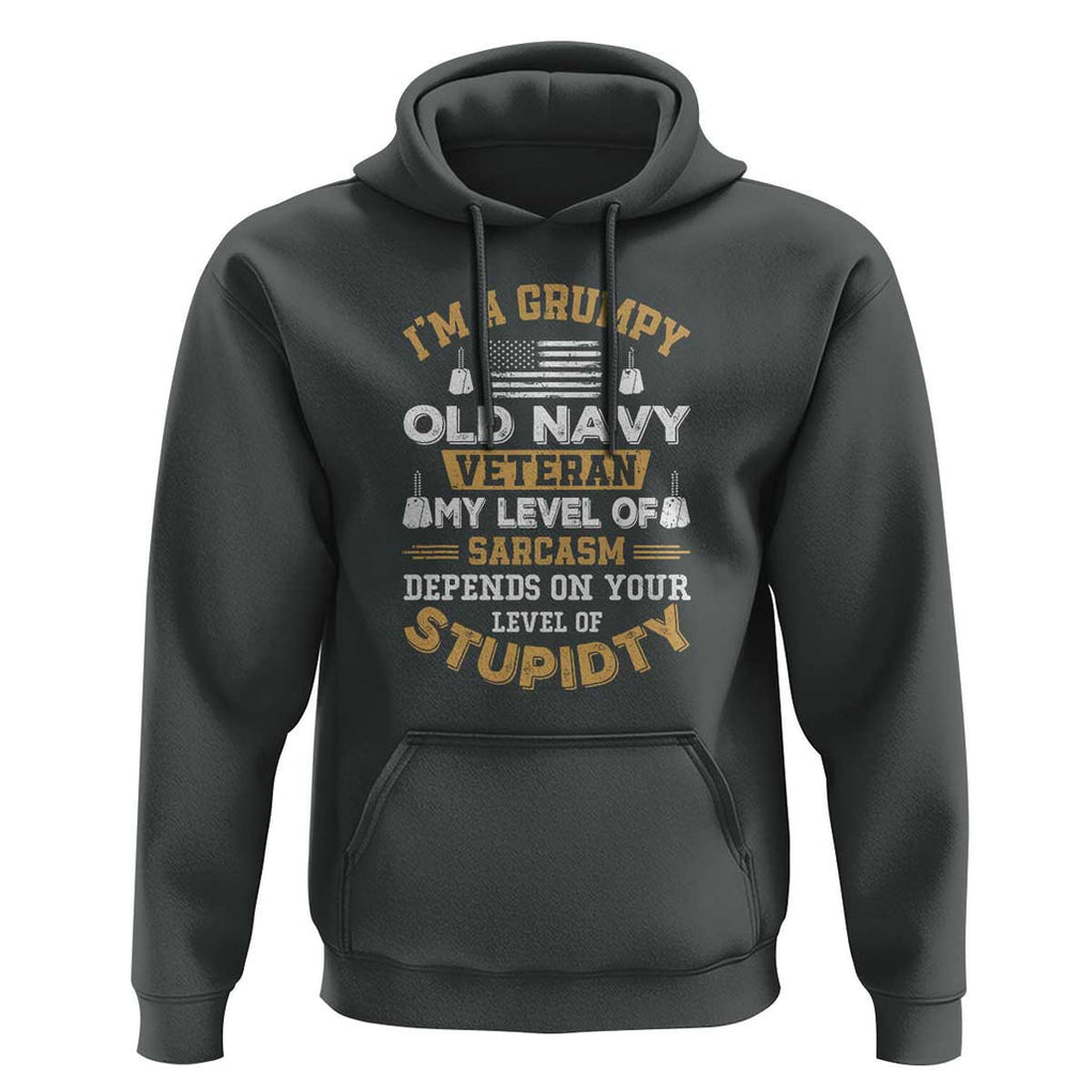 Grumpy Old Veteran Hoodie Funny Patriotic Military USA Veteran TS01 Dark Heather Print Your Wear