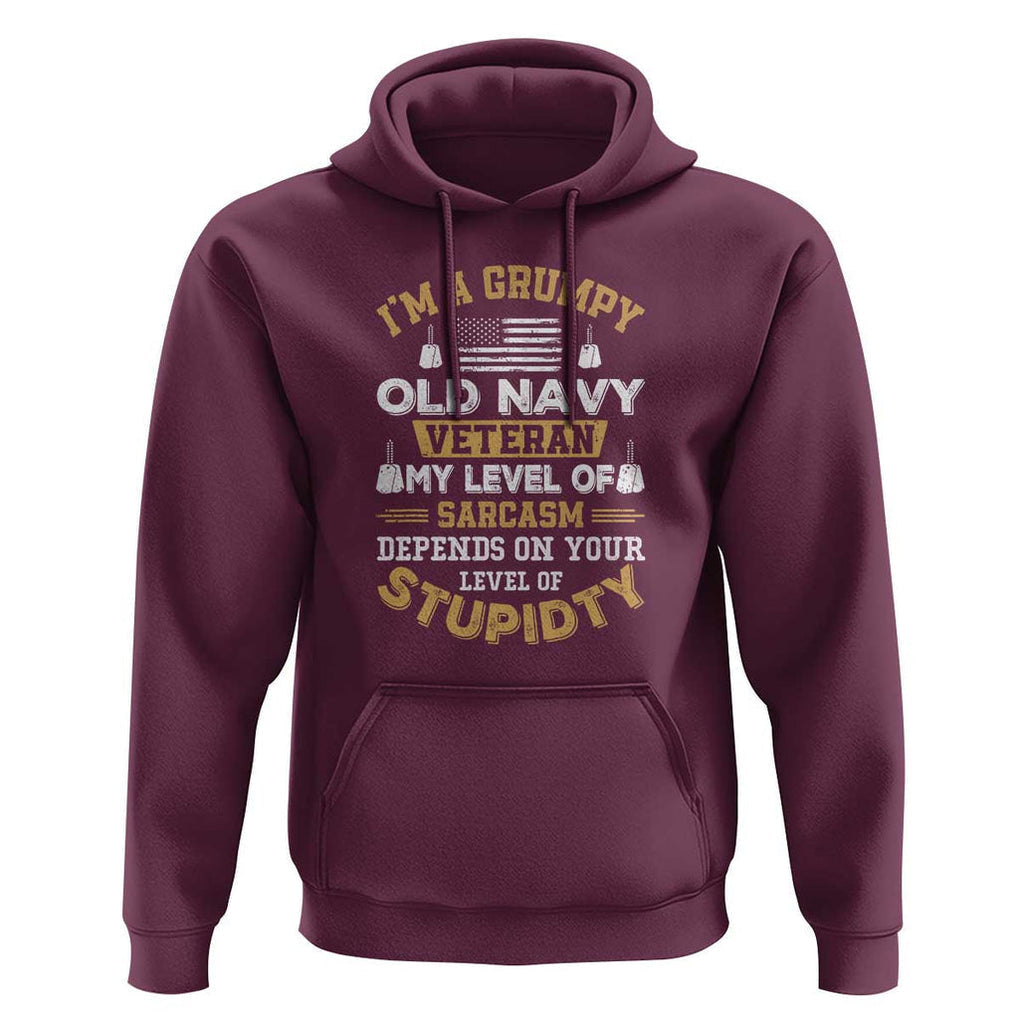 Grumpy Old Veteran Hoodie Funny Patriotic Military USA Veteran TS01 Maroon Print Your Wear