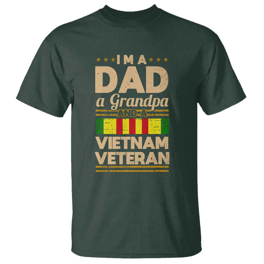 Dad Grandpa Vietnam Veteran T Shirt Vintage Men's Gift for Proud US Military Veterans TS01 Dark Forest Green Print Your Wear