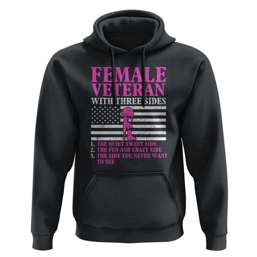 Female Veteran Hoodie - Three Sides: Veteran, Mother, Grandma - Proud Women's Military TS01 Black Print Your Wear
