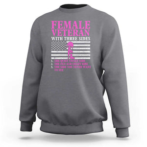 Female Veteran Sweatshirt - Three Sides: Veteran, Mother, Grandma - Proud Women's Military TS01 Charcoal Print Your Wear