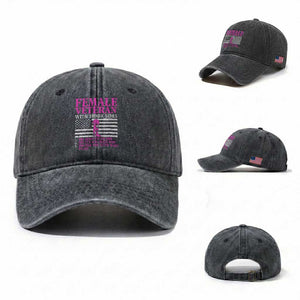 Proud Female Veteran Washed Cotton Baseball Cap Three Sides Veteran Mother Grandma Women Military TS01 Washed Cap Universal Fit Dark Gray Print Your Wear