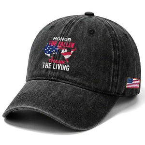 Patriotic Memorial Washed Cotton Baseball Cap Honor the Fallen - Veteran Themed Military Support TS01 Print Your Wear