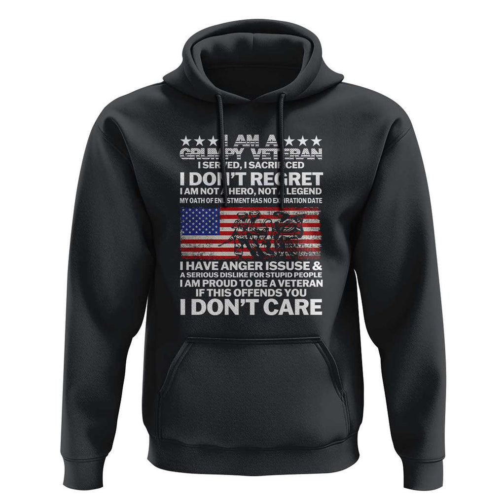 I Am a Grumpy Veteran Hoodie Proud Military Veteran - Don't Care Patriotic TS01 Black Print Your Wear