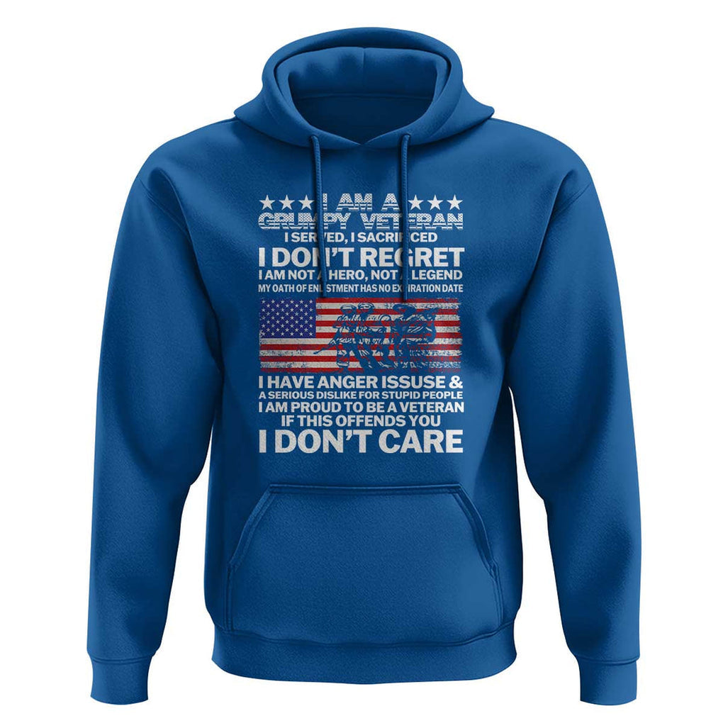 I Am a Grumpy Veteran Hoodie Proud Military Veteran - Don't Care Patriotic TS01 Royal Blue Print Your Wear
