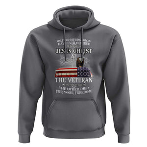 Two Defining Forces Have Ever Offered to Die for You - Military Veteran & Jesus Tribute Hoodie TS01 Charcoal Print Your Wear