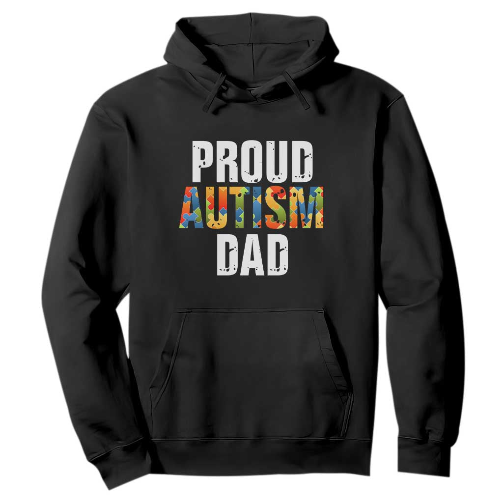 Proud Autism Dad Hoodie Accept Understand Love Support Jigsaw Puzzle TS01 Black Printyourwear