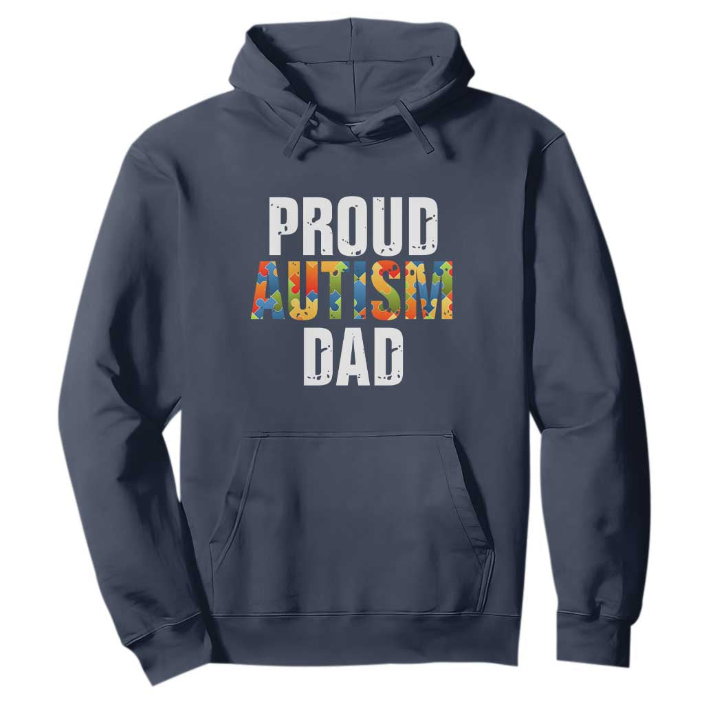 Proud Autism Dad Hoodie Accept Understand Love Support Jigsaw Puzzle TS01 Navy Printyourwear