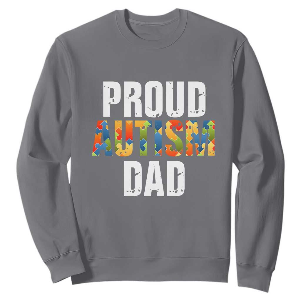 Proud Autism Dad Sweatshirt Accept Understand Love Support Jigsaw Puzzle TS01 Charcoal Printyourwear