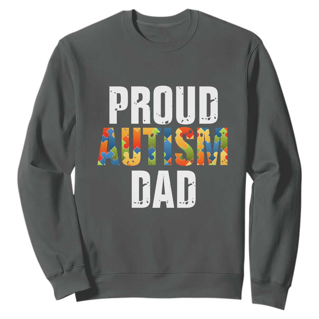 Proud Autism Dad Sweatshirt Accept Understand Love Support Jigsaw Puzzle TS01 Dark Heather Printyourwear