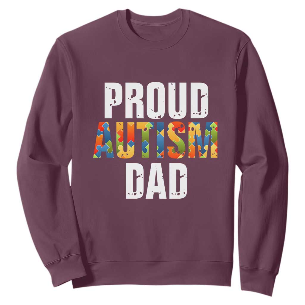 Proud Autism Dad Sweatshirt Accept Understand Love Support Jigsaw Puzzle TS01 Maroon Printyourwear