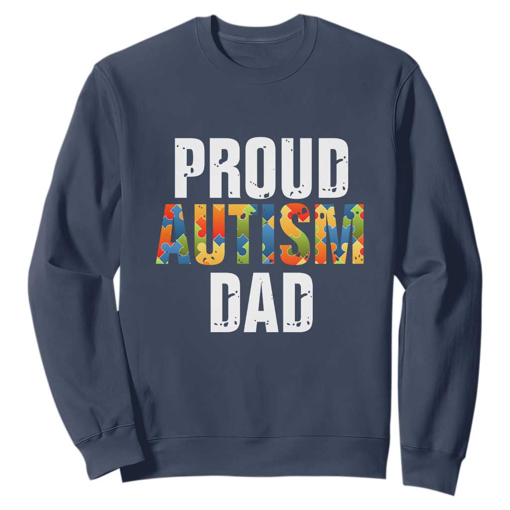 Proud Autism Dad Sweatshirt Accept Understand Love Support Jigsaw Puzzle TS01 Navy Printyourwear