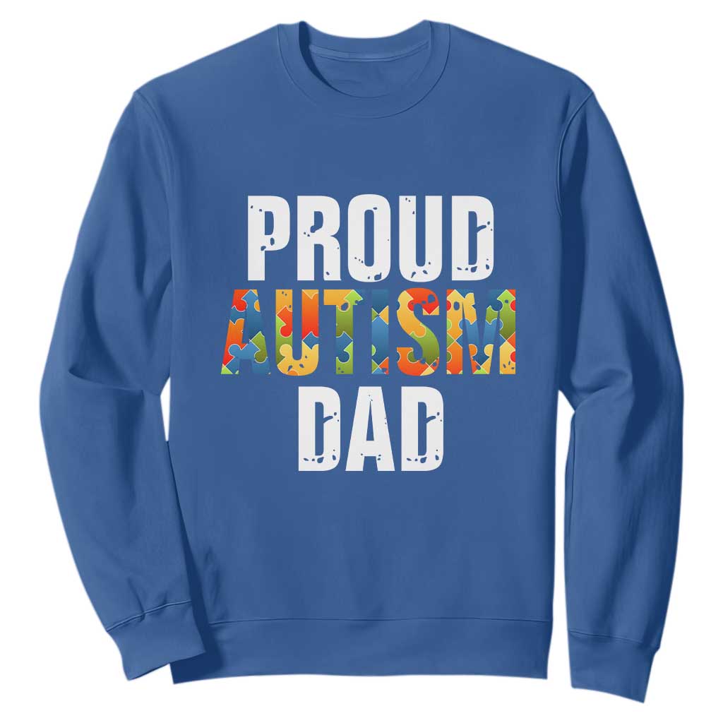 Proud Autism Dad Sweatshirt Accept Understand Love Support Jigsaw Puzzle TS01 Royal Blue Printyourwear