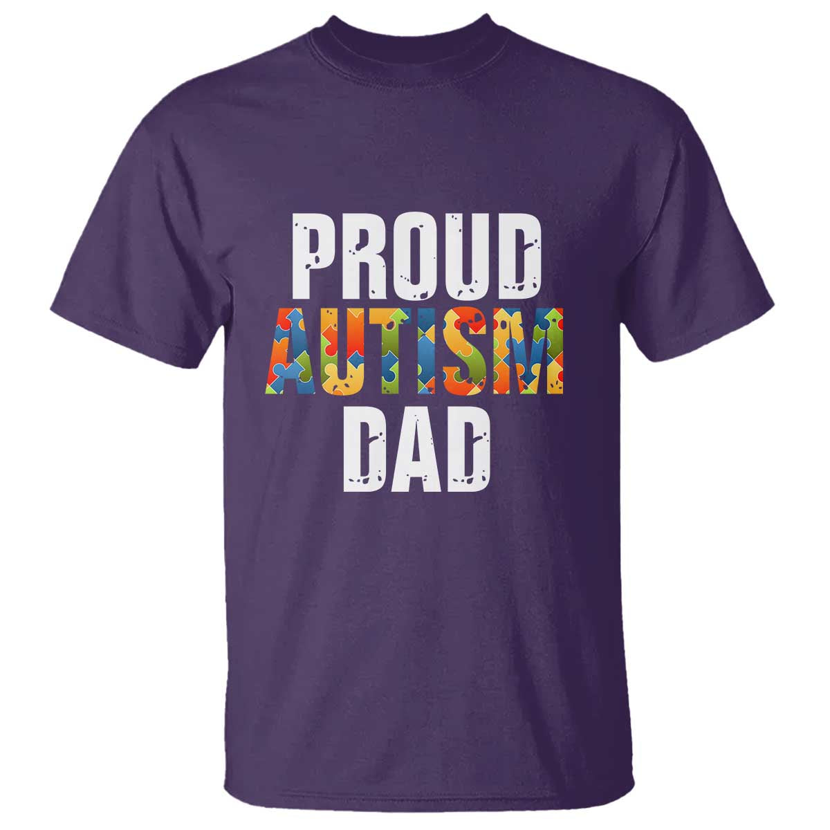 Proud Autism Dad T Shirt Accept Understand Love Support Jigsaw Puzzle TS01 Purple Printyourwear