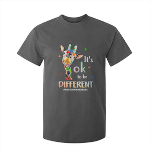 Giraffe Autism T Shirt For Kid It's Ok To Be Different Jigsaw Puzzle TS01 Dark Heather Printyourwear
