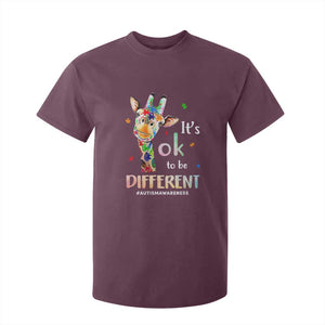 Giraffe Autism T Shirt For Kid It's Ok To Be Different Jigsaw Puzzle TS01 Maroon Printyourwear