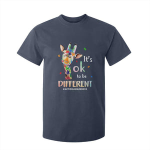 Giraffe Autism T Shirt For Kid It's Ok To Be Different Jigsaw Puzzle TS01 Navy Printyourwear