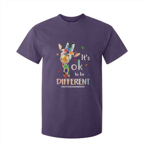 Giraffe Autism T Shirt For Kid It's Ok To Be Different Jigsaw Puzzle TS01 Purple Printyourwear