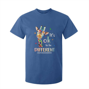 Giraffe Autism T Shirt For Kid It's Ok To Be Different Jigsaw Puzzle TS01 Royal Blue Printyourwear