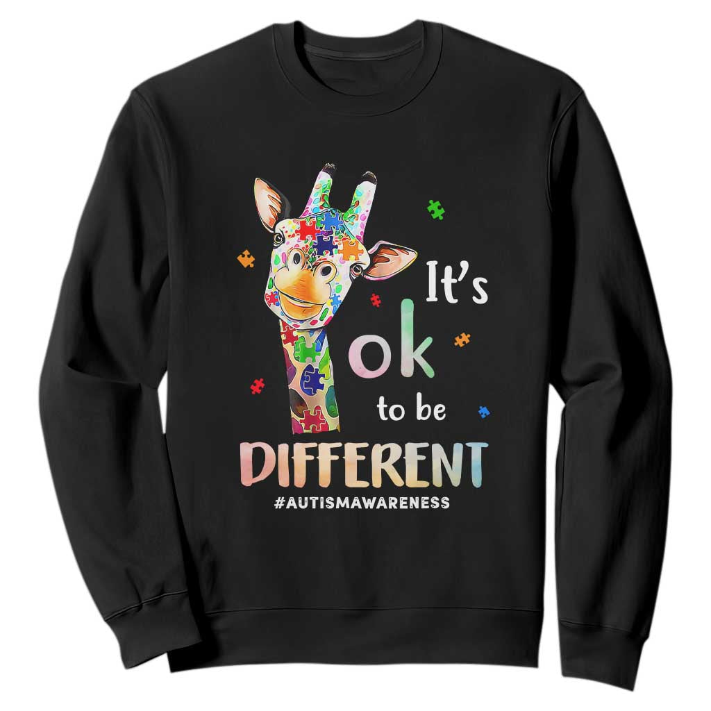 Giraffe Autism Sweatshirt It's Ok To Be Different Jigsaw Puzzle TS01 Black Printyourwear