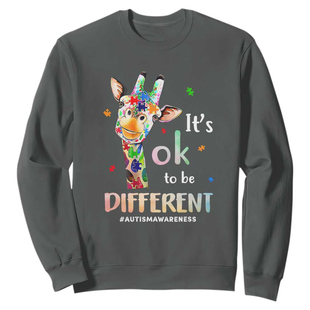 Giraffe Autism Sweatshirt It's Ok To Be Different Jigsaw Puzzle TS01 Dark Heather Printyourwear