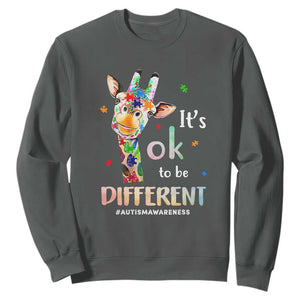 Giraffe Autism Sweatshirt It's Ok To Be Different Jigsaw Puzzle TS01 Dark Heather Printyourwear