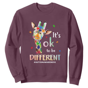 Giraffe Autism Sweatshirt It's Ok To Be Different Jigsaw Puzzle TS01 Maroon Printyourwear