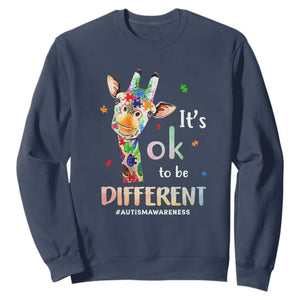 Giraffe Autism Sweatshirt It's Ok To Be Different Jigsaw Puzzle TS01 Navy Printyourwear