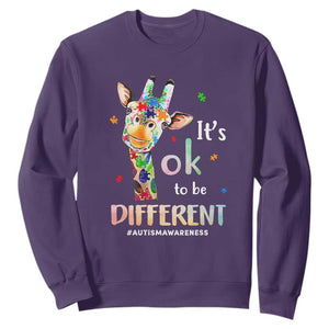 Giraffe Autism Sweatshirt It's Ok To Be Different Jigsaw Puzzle TS01 Purple Printyourwear