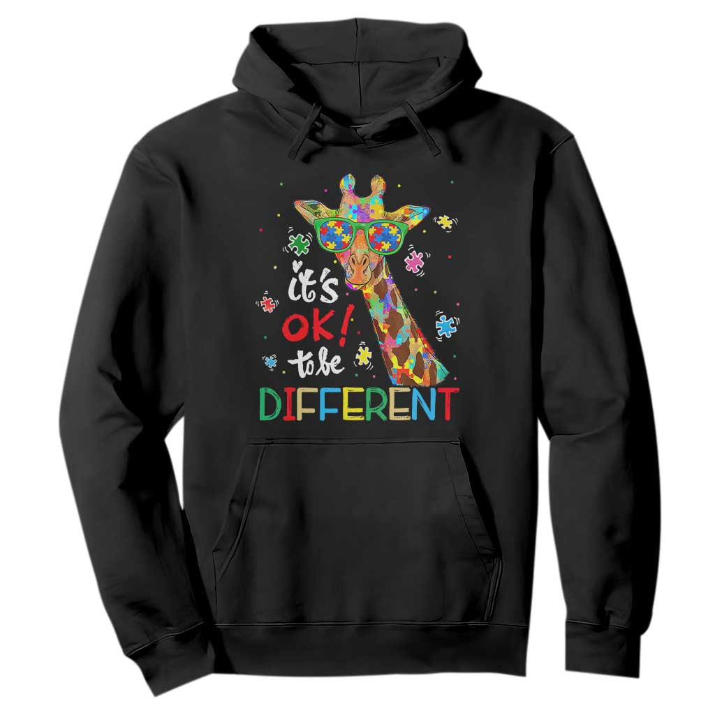 Giraffe Autism Hoodie It's Ok To Be Different TS01 Black Printyourwear