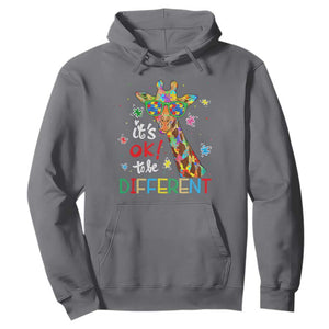 Giraffe Autism Hoodie It's Ok To Be Different TS01 Charcoal Printyourwear