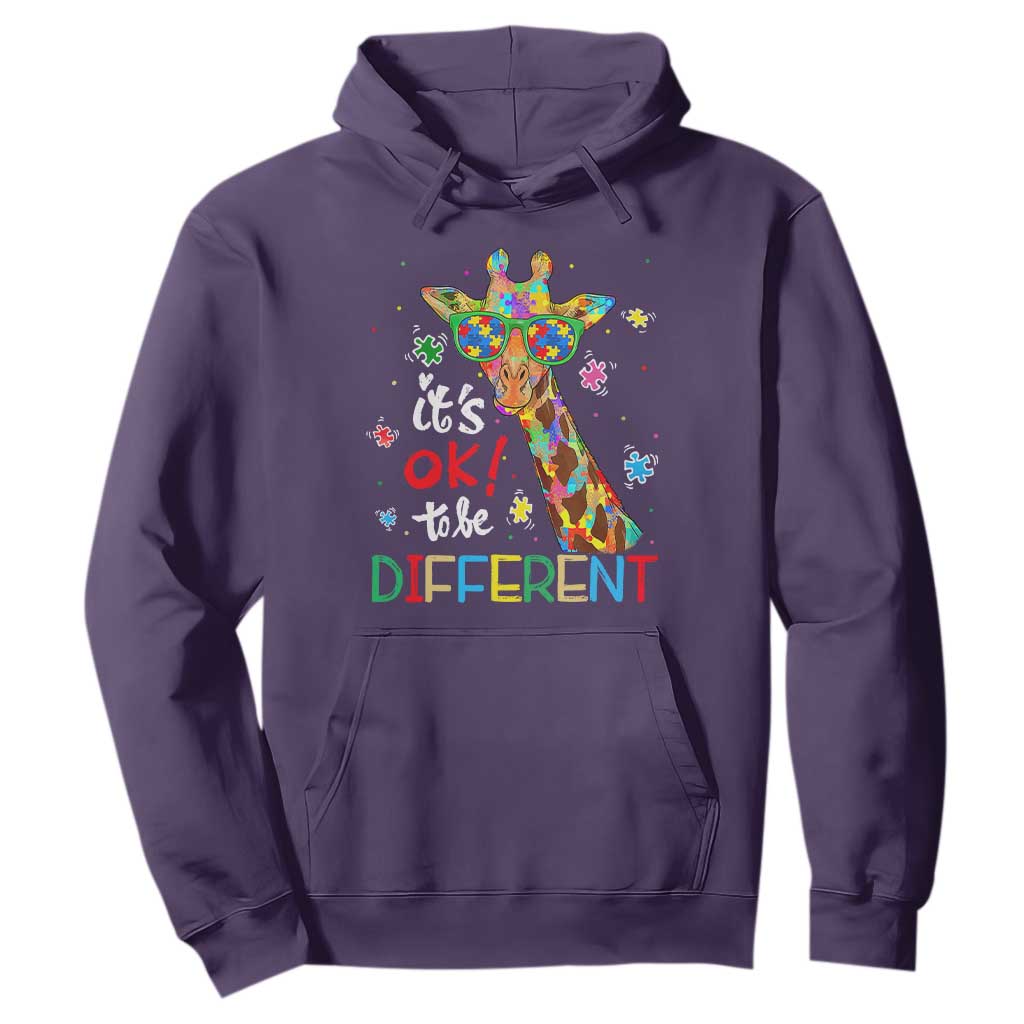 Giraffe Autism Hoodie It's Ok To Be Different TS01 Purple Printyourwear