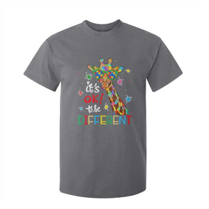Giraffe Autism T Shirt For Kid It's Ok To Be Different TS01 Charcoal Printyourwear