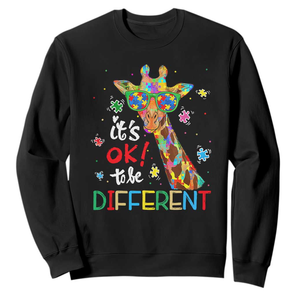 Giraffe Autism Sweatshirt It's Ok To Be Different TS01 Black Printyourwear